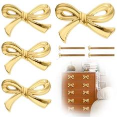 Imagem de NNNJunhua Puxadores de armário de arco dourado puxadores de cômoda vintage em forma de laço puxador decorativo para armário puxadores de laço dourado puxadores de gavetas para mesa adequado para