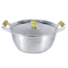 Imagem de Caçarola Panela Alumínio Polido Alça Madeira Bojuda 22Cm