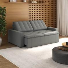 Imagem de Sofá Cama Retrátil E Reclinável 3 Lugares 220cm Em Veludo Palmeira Cab