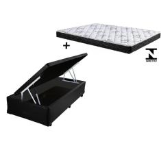 Imagem de Cama Baú Solteiro Preto + Colchão Espuma D33 88x188x14