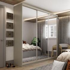 Imagem de Guarda-roupa Casal 100% Mdf Bp com 3 Portas de Espelho Geneve Panna