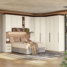 Imagem de Guarda-roupa Modulado 146 Toledo 10 Portas e 12 Gavetas Casal com Closet 7 peças 344,5 cm largura - Areia/Wood