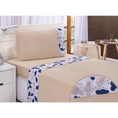 Imagem de Lençol Solteiro Infantil 180 Fios Nuvem Bege 3 Pçs - Não Faz Bolinha