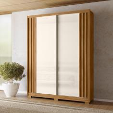 Imagem de Guarda Roupa Roupeiro 02 Portas 03 Gavetas Colorado Freijó Off White Ripado Moval