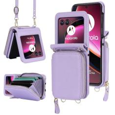 Imagem de Asuwish Capa de telefone para Motorola Razr 40 Ultra/Moto Razr Plus 2023 capa carteira com suporte para cartão de crédito zíper alça transversal cordão de bloqueio RFID bolsa celular Razr+ + 5G