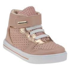 Imagem de Tênis Infantil Feminino Cano Alto Play Nude Ouro Unipasso 115-06-032-Feminino