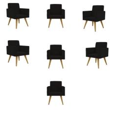 Imagem de Kit 07 Cadeiras Poltronas Decorativa - Escritório - Recepção Cor:preto