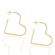Imagem de Brinco de Argola Coração Pequeno Folheado A Ouro 18K