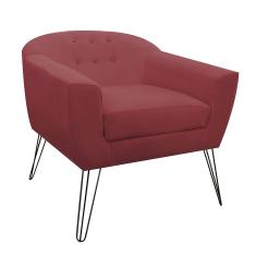 Imagem de Poltrona Decorativa Jolly Pés Aramado Suede Bordô - DS Estofados