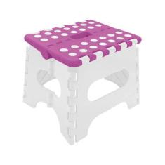 Imagem de Banquinho Multiuso Infantil Suporta Até 50Kg Dobrável Rosa Buba
