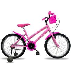 Imagem de Bicicleta Infantil Feminina  Aro 20 Natural C/ Roda Lateral Rosa - Ros