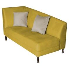Imagem de Recamier Heitor 160cm com Almofada Lado Direito Suede Amarelo/Bege