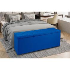 Imagem de Recamier Baú 1,95m Madrid Suede Azul Marinho Dal Poz Estofados