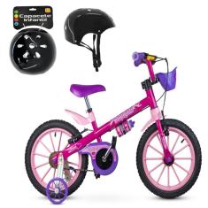 Imagem de Bicicleta Menina Aro16 Até 30kg Garrafinha Nathor + Capacete