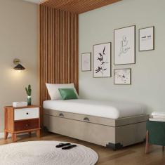 Imagem de base para cama box solteiro sean com baú suede (45x88x188) bege
