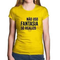 Imagem de Baby Look Algodão Não uso fantasia, só realizo - Foca na Moda, Amarelo