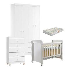 Imagem de Quarto de Bebê 4 Portas com Gaveteiro Ternura Baby e Berço Mirelle Bra