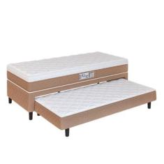 Imagem de Cama Box Solteiro Com Cama Auxiliar Conjugada Espuma D28 Aspen 88X188x53cm Marrom / Branco Hellen
