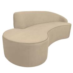 Imagem de Sofá 3 Lugares Eros D07 Curvo 210cm Braço Direito Veludo Creme - D'rossi