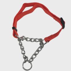 Imagem de Coleira Corrente Nylon 2.5cm Ajustavel Aço Elo Torcido Enforcador Cachorro Pet Caes Grande Porte Treinamento Adestramento Resistente