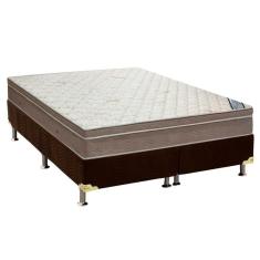 Imagem de Cama Box Queen: Colchão Molas Ensacadas Ortobom SuperPocket Light Saúde + Base CRC Suede Brown(158x198)