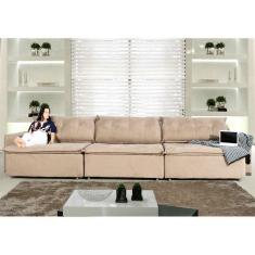 Imagem de Sofá Austrália 3,82 Mts Retrátil e Reclinavel com Molas no Assento Tecido Suede Pluma - Moveis Marfim