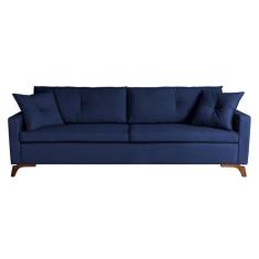 Imagem de Sofá 3 Lugares Viena Veludo Azul 230 cm