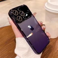 Imagem de Capa de telefone transparente galvanizada de luxo para iPhone 11 12 13 14 15 Pro Max XR XS X 7 8 Plus Capa traseira de silicone macio, roxa, para iphone 12Pro