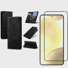 Imagem de Kit Capinha Carteira Flip p/ Samsung S24 Plus + Película 3D