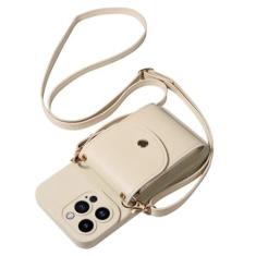 Imagem de Slot para cartão titular crossbody caso de telefone para iphone 13 12 15 14 11 pro xs max x xr carteira cordão, bege, para iphone se2020 (se2022