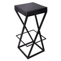 Imagem de Banqueta Zênite - Preto - Assento Estofado Preto - 65cm