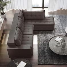 Imagem de Sofá Retrátil 3 Lugares com Chaise 296cm Presidente Estofart Marrom