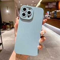 Imagem de Capa de telefone de silicone fosco para iPhone 14 13 12 11 Pro Max Mini XR XS Max X 8 7 14 Plus SE 2020 Lente de câmera Portector Capa macia, azul, para iPhone 14