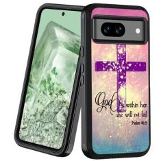 Imagem de BXIKEOPIU Capa de celular projetada para Google Pixel 8a, resistente, 3 camadas, à prova de choque, à prova de poeira/queda, capa protetora robusta para Google Pixel 8a (2024), cruz cristã, versículo
