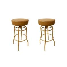 Imagem de Banqueta Bar Altura 65cm Giratória Cor Dourado Fosco Assento Cor Caram