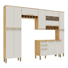 Imagem de Cozinha Completa 100% Mdf Com 5 Peças 13 Portas 2 Gavetas Napoli Prime Rio Doce Amendoa-off White