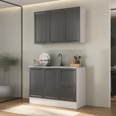 Imagem de Cozinha Compacta 2 Peças 1 Aéreo 1 Balcão Soho Cabecasa Madeiramadeira Branco/Grafite