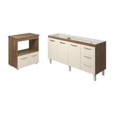 Imagem de Balcão Cozinha Armário Gabinete De Pia 160 Cm Estela E Balcão Para For