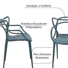 Imagem de Kit 4 Cadeiras Decorativas Sala e Cozinha Feliti (PP) Verde Petróleo - Gran Belo