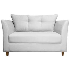 Imagem de Namoradeira Decorativa Isis Pés Trapézio Suede Branco - DS Estofados