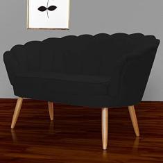 Imagem de Namoradeira Estofada Decorativa Para Recepção Pétala Suede Preto - LM DECOR
