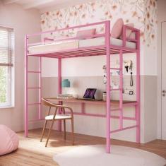 Imagem de Beliche Suspenso de Solteiro em Ferro Jolie Rosa