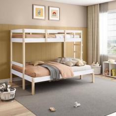 Imagem de Beliche Casal Family Soft Madeira e Mdf Casatema Branco/natural