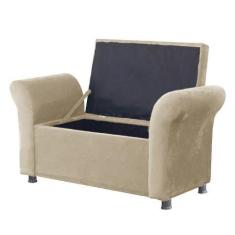 Imagem de Recamier Bau Egeo 120X Suede Bege - Bandiera Decor