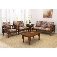 Imagem de Conjunto De Sofá De Madeira Maciça Pinus 3+2+1 + Mesa De Centro Cor Im