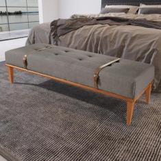 Imagem de Recamier em Linho 150cm com Cinto em Couro Yarin Cinza - Agarb Decor