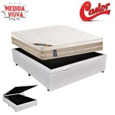 Imagem de Cama Box Baú Viúva Sintético + Colchão Castor Molas Premium Tecnopedic