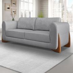 Imagem de Sofá 2 Lugares Luxo Linho 1,60m Pés Em Madeira De Jequitibá - Cinza Cinza