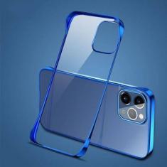 Imagem de Capa de telefone rígida sem moldura para PC revestida para iPhone 11 12 13 14 15Pro Max XSMAX X XR XS 7 8PLUS SE Capa traseira transparente brilhante sem limites, azul, para iPhone 15Plus