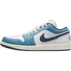Imagem de Tênis masculino Air Jordan 1 Low, Branco/Armory Navy-aegean Storm, 39